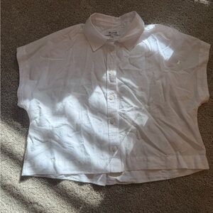 White Button-Up Cropped Shirt